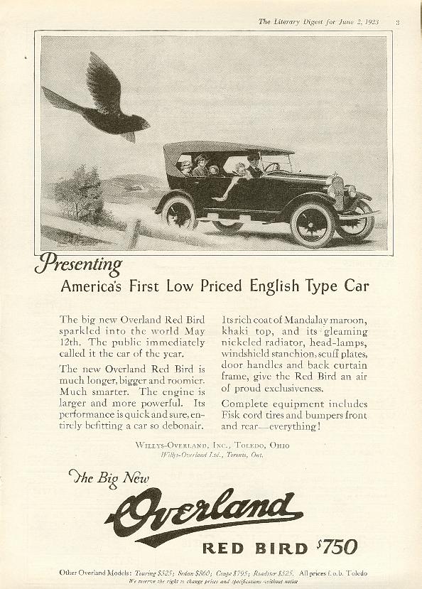 1923 Overland Auto Advertising